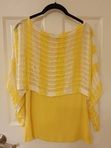 Light Sweater Yellow & White Striped Flow Arms off Shoulder Sleeves Kokomo